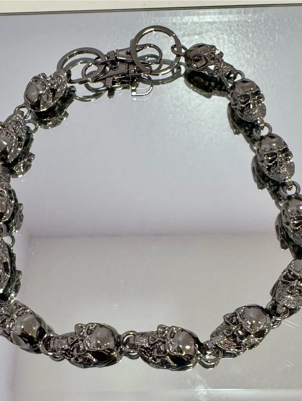 New Gunmetal Skull Bag Chain 18 inches